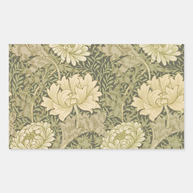 William Morris Chrysanthemum Sage Flower Sticker (Front)
