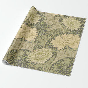 William Morris Chrysanthemum Sage Flower Wrapping Paper