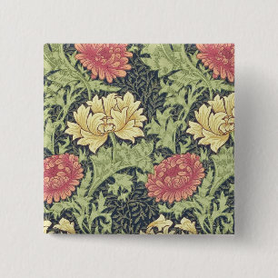 William Morris Chrysanthemum Vintage Floral Art 2 Inch Square Button