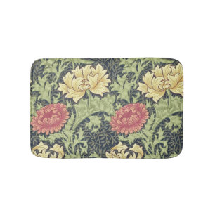 William Morris Chrysanthemum Vintage Floral Art Bath Mat