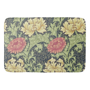 William Morris Chrysanthemum Vintage Floral Art Bath Mat