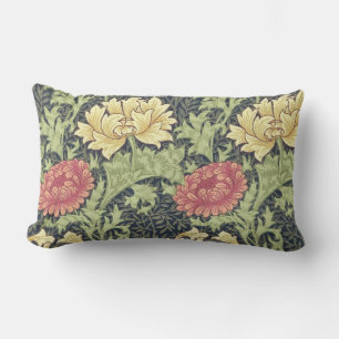 William Morris Chrysanthemum Vintage Floral Art Lumbar Pillow