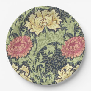 William Morris Chrysanthemum Vintage Floral Art Paper Plate
