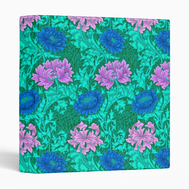 William Morris Chrysanthemums, Aqua and Violet Binder (Front/Spine)