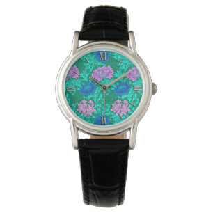 William Morris Chrysanthemums, Aqua and Violet Watch