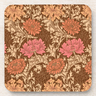William Morris Chrysanthemums, Brown and Rust Coaster