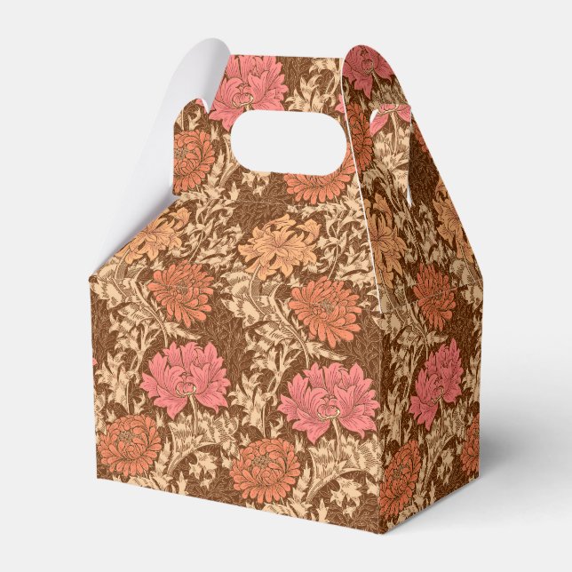 William Morris Chrysanthemums, Brown and Rust Favor Box (Front Side)