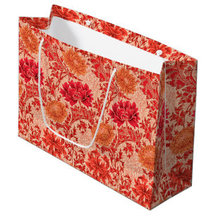 William Morris Chrysanthemums, Coral Orange Large Gift Bag