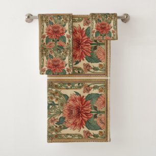 William Morris Chrysanthemums Floral Art Nouveau Bath Towel Set