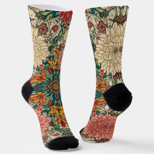  William Morris Chrysanthemums Floral Art Nouveau  Socks