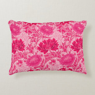 William Morris Chrysanthemums, Fuchsia Pink Accent Pillow