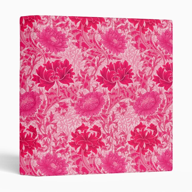 William Morris Chrysanthemums, Fuchsia Pink Binder (Front/Spine)