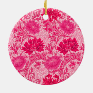 William Morris Chrysanthemums, Fuchsia Pink Ceramic Ornament