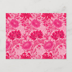 William Morris Chrysanthemums, Fuchsia Pink Postcard