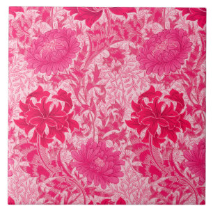 William Morris Chrysanthemums, Fuchsia Pink Tile