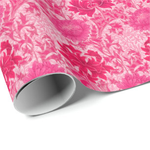 William Morris Chrysanthemums, Fuchsia Pink Wrapping Paper