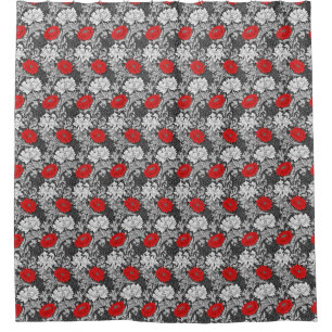 William Morris Chrysanthemums, Grey and Red