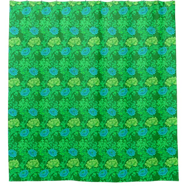 William Morris Chrysanthemums, Lime Green & Aqua (Front)