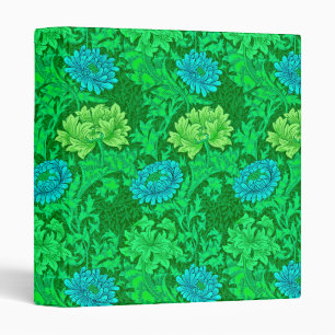 William Morris Chrysanthemums, Lime Green & Aqua Binder