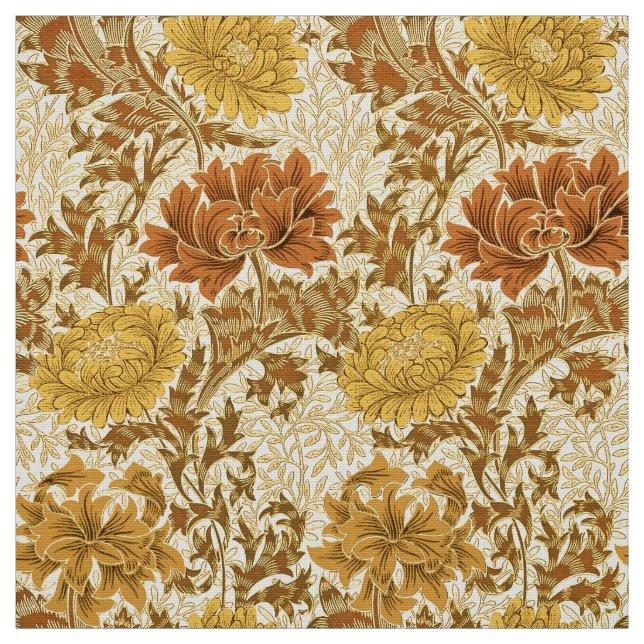 William Morris Chrysanthemums, Mustard Gold Fabric (Swatch)