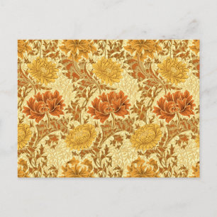 William Morris Chrysanthemums, Mustard Gold Postcard