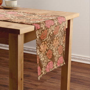 William Morris Chrysanthemums, Orange and Rust Short Table Runner