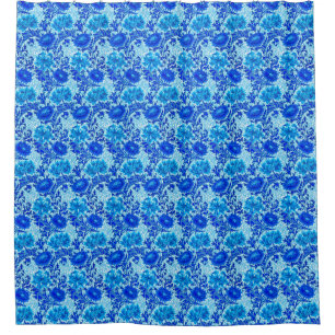 William Morris Chrysanthemums Shades of Denim Blue