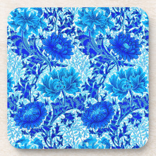 William Morris Chrysanthemums Shades of Denim Blue Coaster