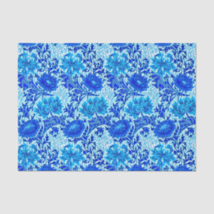 William Morris Chrysanthemums Shades of Denim Blue Tissue Paper