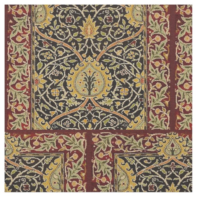 William Morris Classic Carpet Art Print Design Fabric (Close Up)