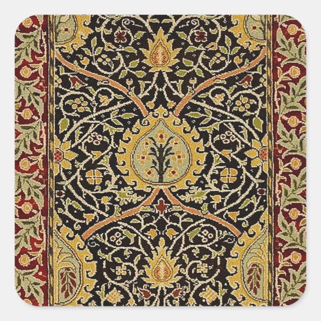 William Morris Classic Carpet Art Print Design Square Sticker (Front)