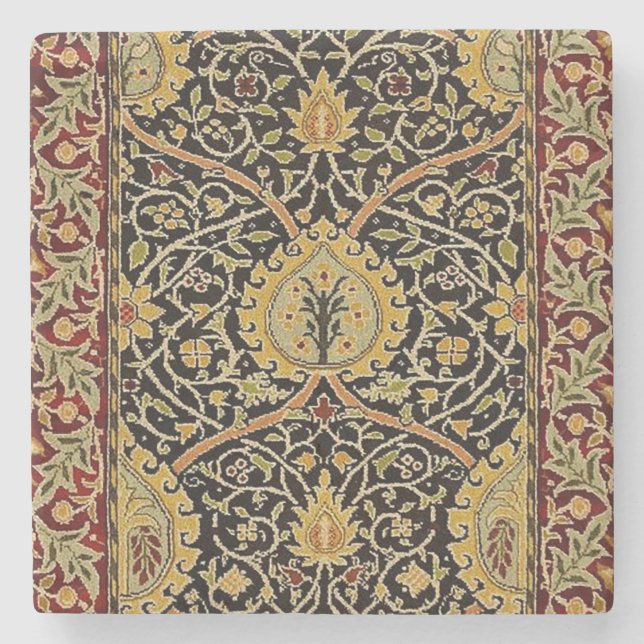 William Morris Classic Carpet Art Print Design Stone Coaster (Front)