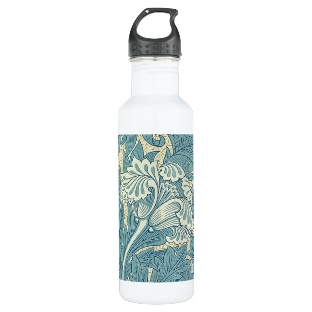 William Morris Classic Tulip Blue Floral 710 Ml Water Bottle (Front)