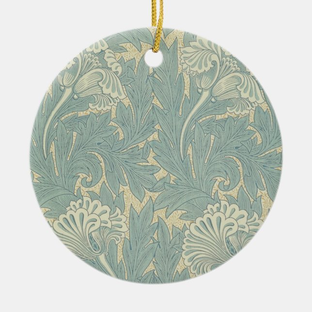William Morris Classic Tulip Blue Floral Ceramic Ornament (Front)