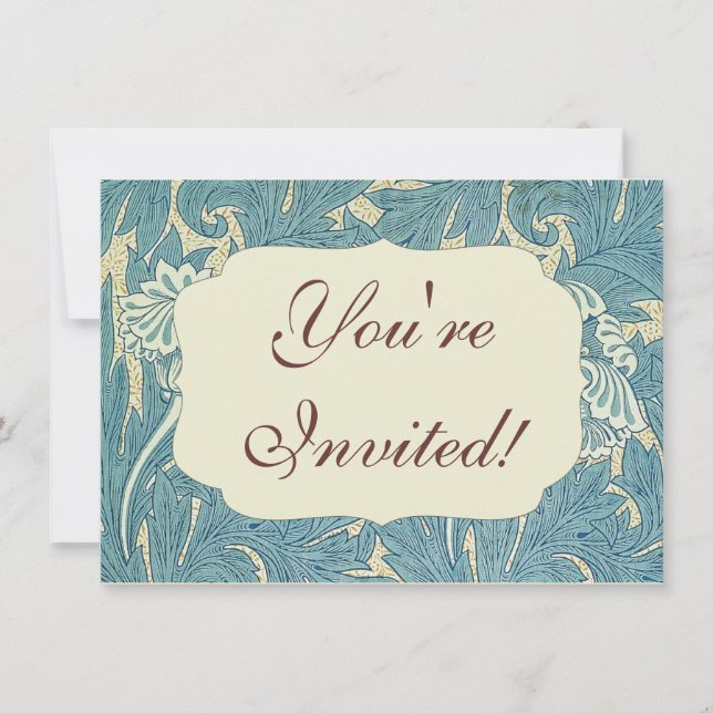 William Morris Classic Tulip Blue Floral Invitation (Front)