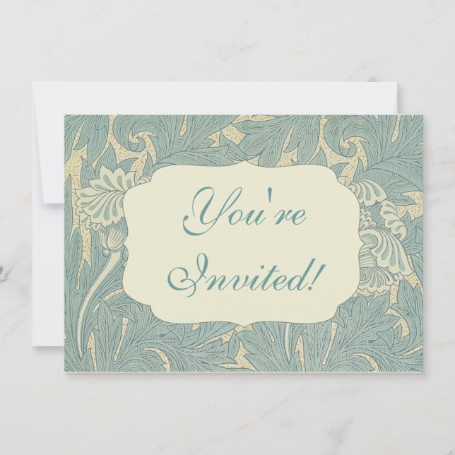 William Morris Classic Tulip Blue Floral Invitation (Front)