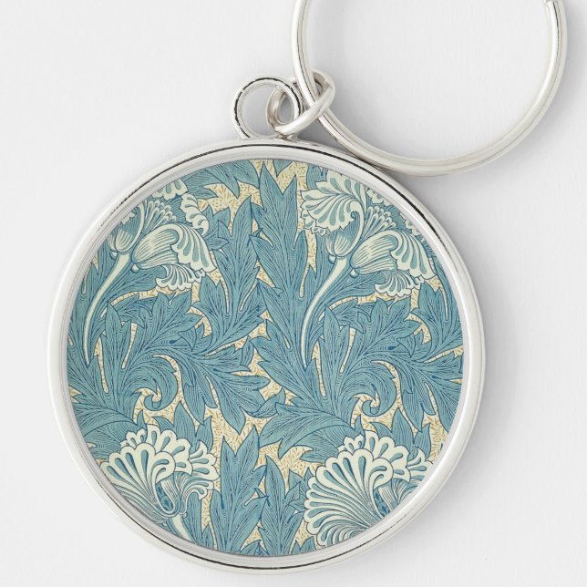 William Morris Classic Tulip Blue Floral Keychain (Front)