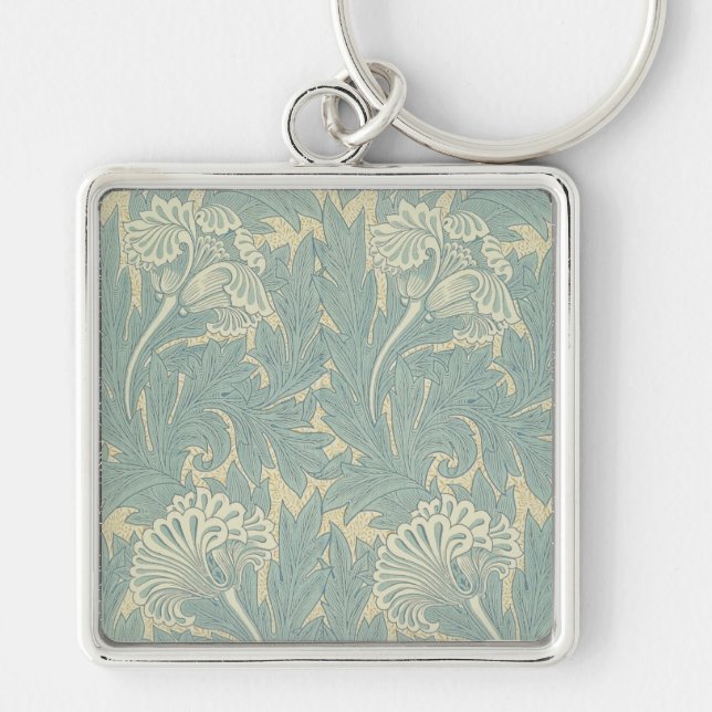 William Morris Classic Tulip Blue Floral Keychain (Front)