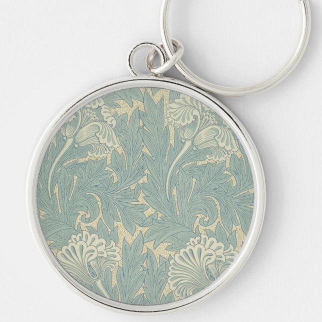 William Morris Classic Tulip Blue Floral Keychain (Front)