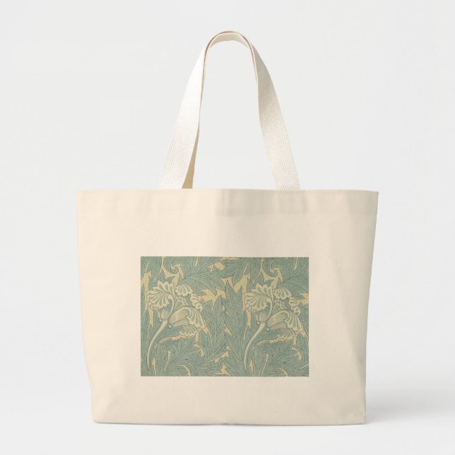William Morris Classic Tulip Blue Floral Large Tote Bag (Front)