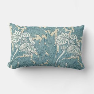 William Morris Classic Tulip Blue Floral Lumbar Pillow