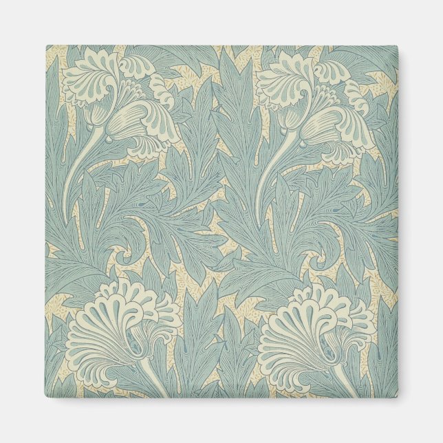 William Morris Classic Tulip Blue Floral Magnet (Front)