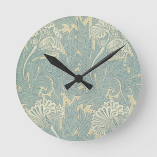 William Morris Classic Tulip Blue Floral Round Clock
