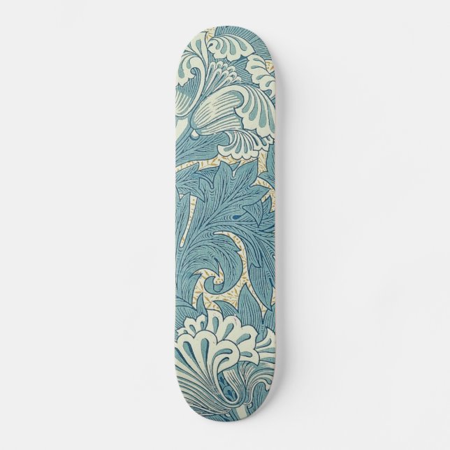 William Morris Classic Tulip Blue Floral Skateboard (Front)