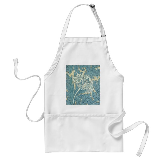 William Morris Classic Tulip Blue Floral Standard Apron (Front)