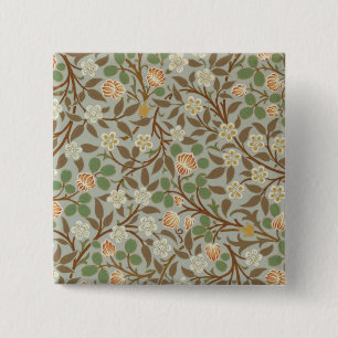 William Morris Clover Botanical Flower 2 Inch Square Button