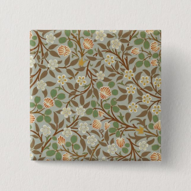 William Morris Clover Botanical Flower 2 Inch Square Button (Front)