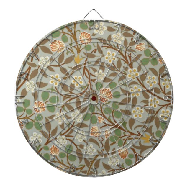 William Morris Clover Botanical Flower Dartboard (Front)