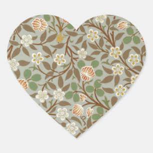 William Morris Clover Botanical Flower Heart Sticker