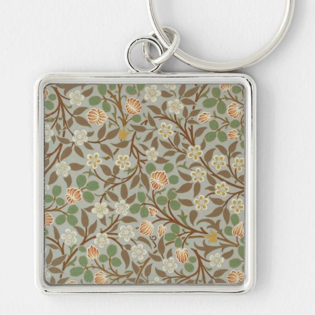 William Morris Clover Botanical Flower Keychain (Front)